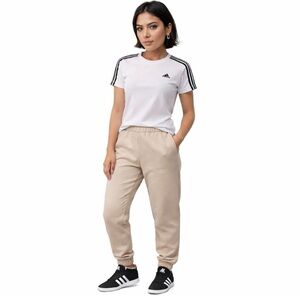 Adidas White Three Stripe Tee Neutral Athleisure Minimalist Sport Chic S